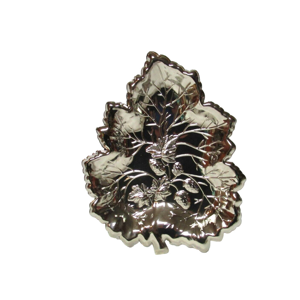 SterlingCraft Serving Platter Maple Leaf 11 Inches Silver and Nickel